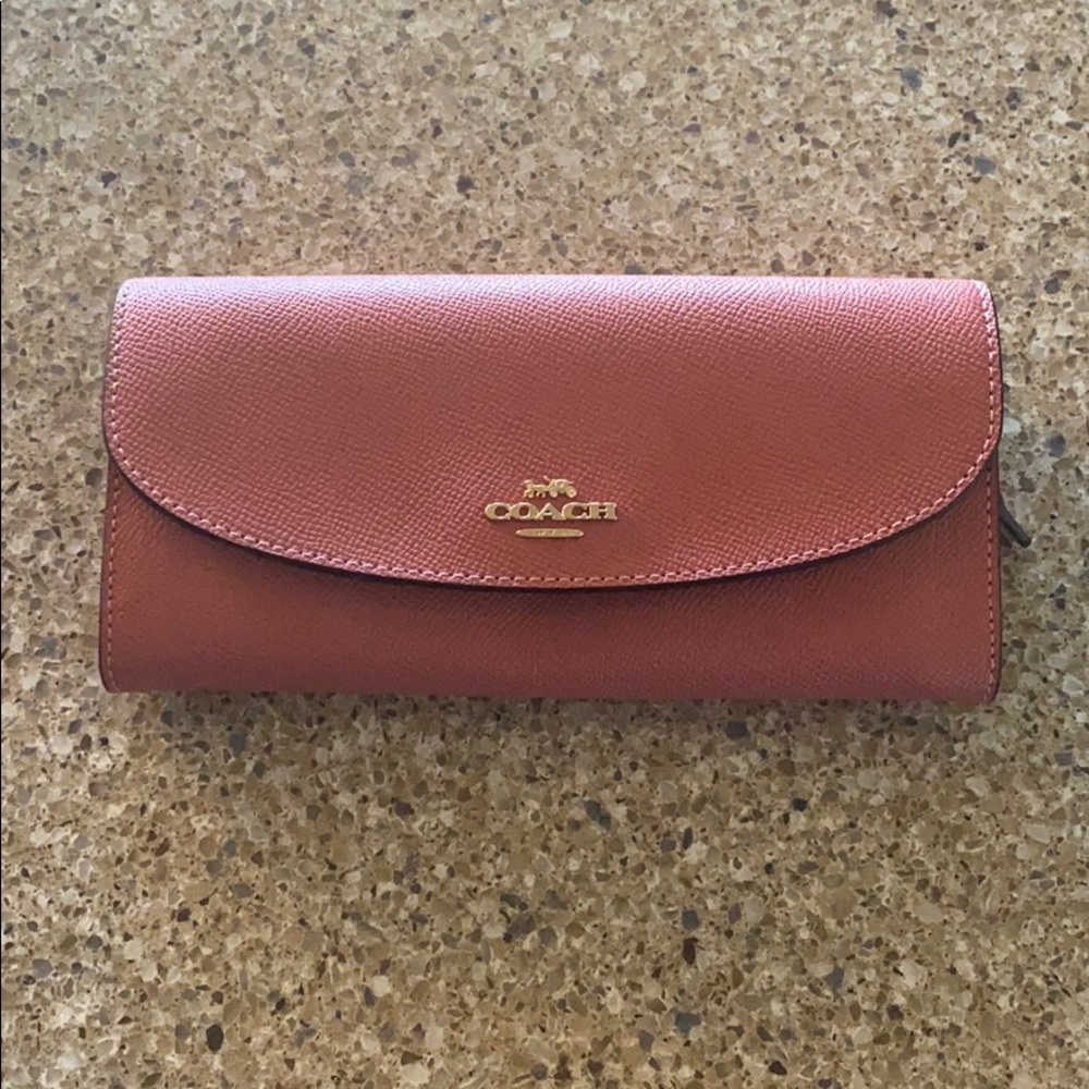 Coach Leather Wallet Pink